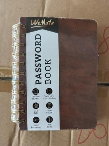 WEMATE Password Book with Alphabetical Tabs, Spiral Password Keeper Book for Seniors, Internet Password Notebook Password Journal Logbook Log in Detail, Small – 4.7''x 6'' (Brown) - Image 10