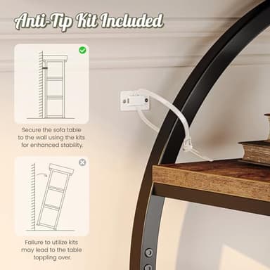 Huuger 47.2 Inch Entryway Table, Industrial Console Sofa Table with Storage, Accent Table with Shelves, for Entry, Hallway, Entrance, Foyer, O-Shaped Metal Frame, Rusitc Brown - Image 8