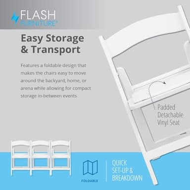 Flash Furniture Hercules Series Kids Padded Folding Chairs for Children, Children's Event Seats with 264-lb. Static Weight Capacity, Set of 10, White - Image 6