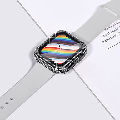 Surace Compatible with Apple Watch Case 38mm with Screen Protector for Apple Watch Series 6/5/4/3/2/1, Bling Case 300 Crystal Diamond Tempered Glass Protective Cover for 38mm 40mm 42mm 44mm, Black - Image 9