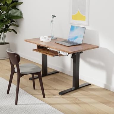 Marsail Standing Desk Adjustable Height with Extra Large Keyboard Tray, Electic 4 Memory Presets Cable Management 2 Storage Hooks, Sit Stand Up for Home Office, Rustic, 48Inch (TZESD14V) - Image 2