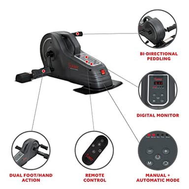 Sunny Health & Fitness Under Desk Motorized Exercise Foot Peddler, Portable Mini Cycle Bike for Stationary Home Workouts - SF-B0960 Black - Image 3