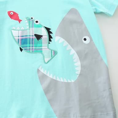 Baby Toddler Boy Clothes Shark Outfits Summer Cotton Short Sleeve Tshirt Tee and Shorts Clothing Set Light Blue 2t - Image 5