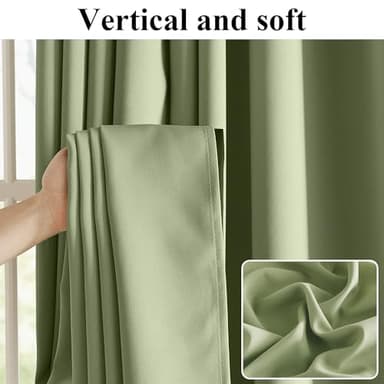 RYB HOME Sage Green 100% Blackout Curtains, Thermal Insulated Room Darkening Window Treatment for Bedroom, 63 inches Long Curtain Drapes Privacy Energy Efficient, Grommet, W52 x L63, 2 Panels - Image 6