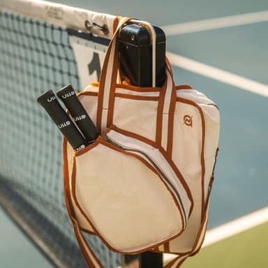 A11N SPORTS Pickleball Canvas Tote Bag, Saddle Brown - Image 6