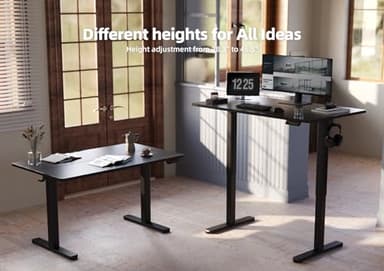 YDN Electric Standing Desk, Adjustable Height Stand up Desk, 63x24 Inches Sit Stand Home Office Desk with Splice Board, Black Top - Image 4