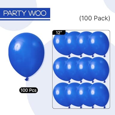PartyWoo Royal Blue Balloons 100 pcs 12 Inch Matte Dark Blue Latex Balloons for Graduation Independence Day Memorial Day Baseball Baby Shower Gender Reveal Birthday Party Decorations Blue-Y59 - Image 6