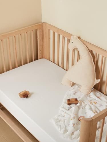 TILLYOU Baby Crib Sheets for Boys Girls, Fitted Crib Sheet 2 Pack for Standard Crib and Toddler Mattresses, Super Soft Toddler Bed Sheets, 28"x52"x8", White & Gray - Image 4