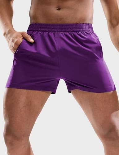MIER Men's Quick Dry Running Athletic Shorts 3 Inch with Pockets Gym Sport Workout Fitness Shorts, Dark Purple, S - Image 3