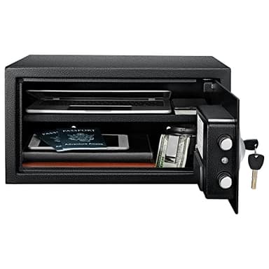 Amazon Basics Steel Security Safe and Lock Box with Programmable Electronic Keypad, for Valuables, Cash, Jewelry, Documents, Black, 1 Cubic Foot, 16.9-x-14.6-x-9.1-inches (WxDxH) - Image 3