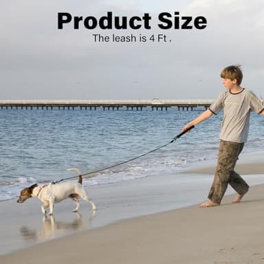 Heavy Duty Dog Leash for Small Medium Large Dogs - Chew Proof Metal Clasp & Padded Handle, Reflective Training Leash Outdoor Walking, Anti-Pull Control (4 FT) - Image 7