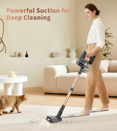 NADALY Cordless Vacuum Cleaner, Powerful Stick Vacuum with 45min Runtime, Anti-Tangle Vacuum Cleaners for Home, 1.5L Dust Cup, Rechargeable Wireless Vacuum for Hardwood Floor Carpet Pet Hair - Image 3