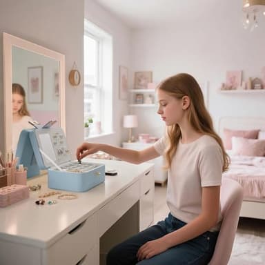 Lolalet 2 Layer Jewelry Box for Teen Girls & Young Women, Jewelry Organizer Case with Bow Clasp and Mirror for Earrings Rings Necklaces Storage, Gift Idea -Blue - Image 7