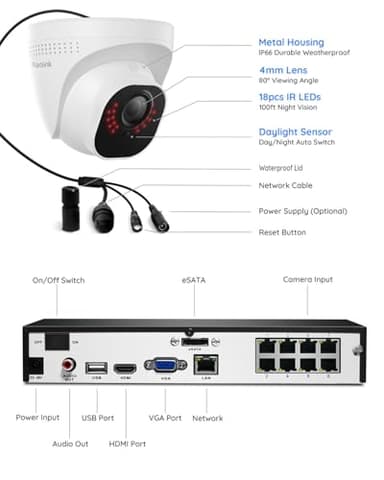 REOLINK Smart 5MP 8CH Home Security Camera System, 4pcs Wired PoE IP Cameras Outdoor with Person/Pet/Vehicle Detection, 4K 8CH NVR with 2TB HDD for 24-7 Recording, RLK8-520D4-5MP - Image 8
