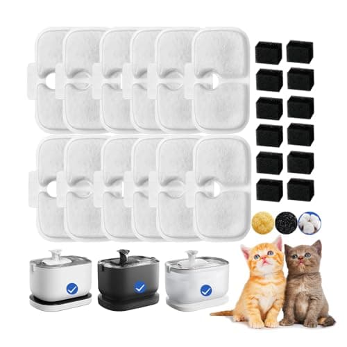 Cat Water Fountain Filter,12 packs Pet Fountain Filter Replacement for Pet Fountain,Filters Replacements fit for Petlibro Dockstream Cat Water Fountain PLWF005/PLWF115/PLWF105 - Image 1