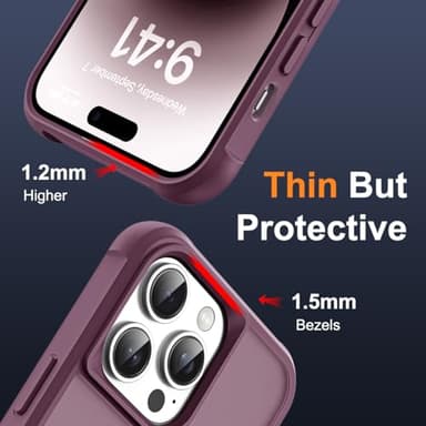 SKYLMW Compatible with iPhone 14 Pro Max Case with Invisible Magnetic O-Ring Stand Military-Grade Translucent Case for iPhone 14 ProMax 6.7" [Compatible with MagSafe][Great Grip Feeling], Wine Red - Image 6