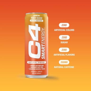 Cellucor C4 Performance & Smart Energy Drink Official Variety Pack | Zero Sugar Carbonated Preworkout Energy | 150+200mg Caffeine with Beta Alanine | 4 Flavors | 12 Fl Oz (12 Pack) - Image 8