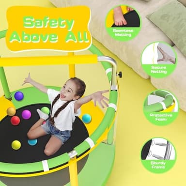 ZCMHAXJ 55" Trampoline for Kids with Enclosure, 440lbs Capacity Indoor & Outdoor Toddler Trampoline with Adjustable Gymnastics Bar & Toys, Gifts for Boys & Girls - Image 2