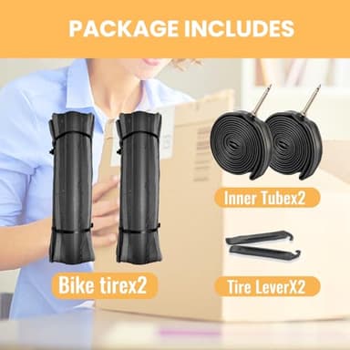 Hycline Road Bike Tires Set: 2-Pack 700x28C(28-622) Folding Replacement Puncture-Resistant Bicycle Tires and 2 Pcs 700x25-28C Inner Tubes Presta Valve with Tire Levers for City Commuter Road - Image 6