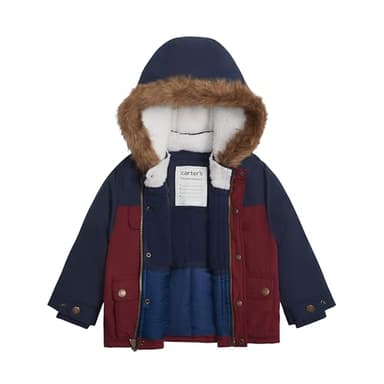 Carter's Baby Boys Warm Winter Parka Hooded Jacket, Navy, 18 Months - Image 2