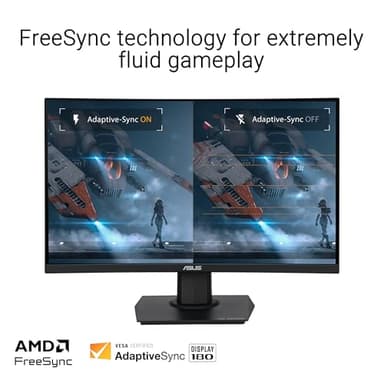 ASUS TUF Gaming 24” (23.6 inch viewable) Curved Monitor (VG24VQER) – FHD, 180Hz, 1ms, DCI-P3 90%, Extreme Low Motion Blur Sync, FreeSync, Shadow Boost, Eye Care, DisplayWidget Center, 3yr Warranty - Image 4