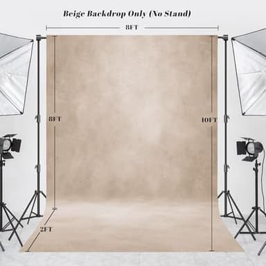 Haboke Abstract Professional Photography Backdrop for Portrait Photo Props Booth Background Photoshoot Studio with Polyester Fabric Roller Pocket on Top (8x10ft,Light Beige) - Image 3