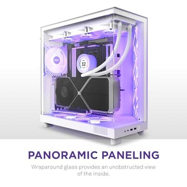 NZXT H6 Flow RGB Mid-Tower Airflow Case with 3 RGB Fans, Panoramic Glass Panels, and Cable Management - White - Image 2