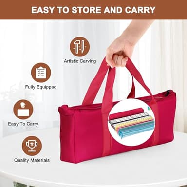 Nova Microdermabrasion American Mahjong Mah Jongg Set 166 Tiles 4 All-in-One Color Rack/Pushers Red Soft Bag Full Size Complete Mahjongg Ma Jong Set (Red) - Image 5