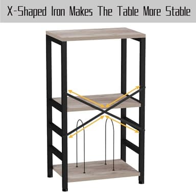 YAKANJ End Table with LED Light,Record Player Stand with Albums Storage,Vinyl Records Storage,Turntable Stand Side Table for Music Room Studio Living Room Bedroom-Greige - Image 8