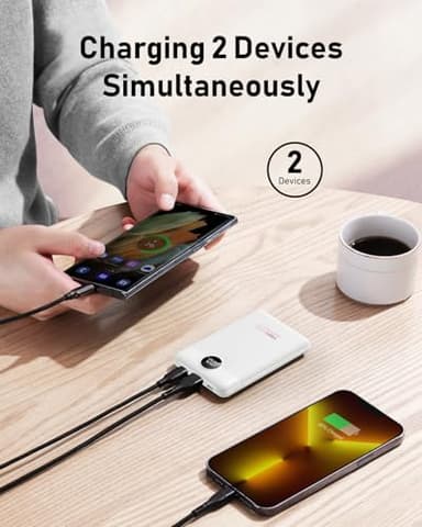 VEEKTOMX Small Portable Charger, Mini Power Bank 10000mAh, PD 22.5W Fast Charging USB-C Battery Bank, Travel Essentials Dual Voltage External Portable Powerbank for iPhone/Samsung/Google Pixel, White - Image 4
