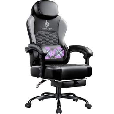 WAILOR Gaming Chair with Massage and Packet Spring Cushion,Ergonomic Gamer Chairs for Adults with Footrest 300lbs,High Back Gamer Leather Chair with Headrest and Lumbar Support - Image 1