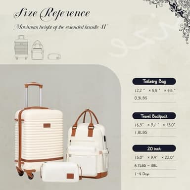 Coolife Suitcase Set 3 Piece Luggage Set Carry On Travel Luggage TSA Lock Spinner Wheels Hardshell Lightweight Luggage Set(Dark Green, 3 piece set (BP/TB/20)) - Image 7