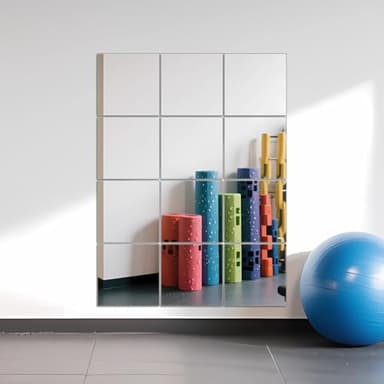 Ruomeng Home Gym Mirrors 12 Inch x 12Pcs Wall Mounted Mirror Glass Frameless Full Length Mirror Tiles for Home Gym, Bedroom, Door & Bathroom - Image 7