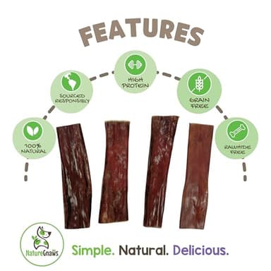 Nature Gnaws Beef Gullet Chews for Small Dogs 4-5" (20 Count) - Natural Beef Jerky Stick Dog Chew Treats - Rawhide Free - Image 2