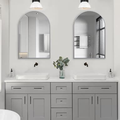 Minuover 24" x 36" Silver Arched Mirror, Modern Aluminum Alloy Metal Frame, Arch Bathroom Vanity and Wall Decor Mirror for Bathroom, Living Room, Bedroom, Entryway - Image 6
