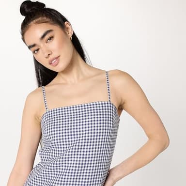 The Drop Women’s Seville Linen Mini Shift Dress, Skipper Blue Gingham, M - Image 3