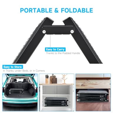 CO-Z Dog Ramp for Car, 67" Folding Pet Stairs for Large Dogs up to 200 lb, Non-Slip Rug Surface, Portable for SUV Truck Bed Couch, Indoor and Outdoor Use - Image 6