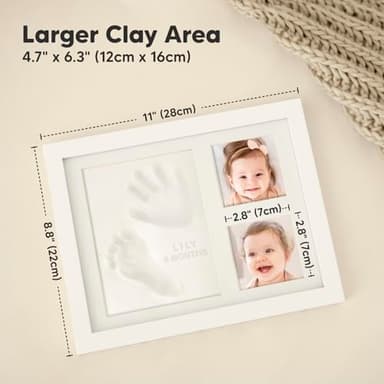 Baby Hand and Footprint Kit - Quick Dry Clay Baby Footprint Kit, Newborn Keepsake, Nursery Picture Frame for Boys, Girls, Personalized Gifts for Shower & Registry, New Mom Gift (Alpine White) - Image 4