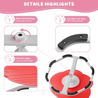 Qusases Sensory Swivel Chairs for Kids, Spinning Chair for Autistic Kids, Sit and Spin Sensory Toys, Training Body Coordination, Autism ADHD Chairs Indoor Outdoor Play Equipment (Red) - Image 5