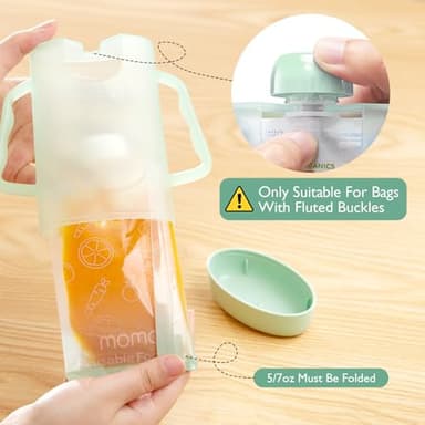 Momcozy Pouch Holder No Squeeze, Baby Food & Juice Box Holder, Mess-Free, Easy Grip for Self-Feeding, BPA-Free & DEHP-Free, Must-Have for Babies, Green - Image 2