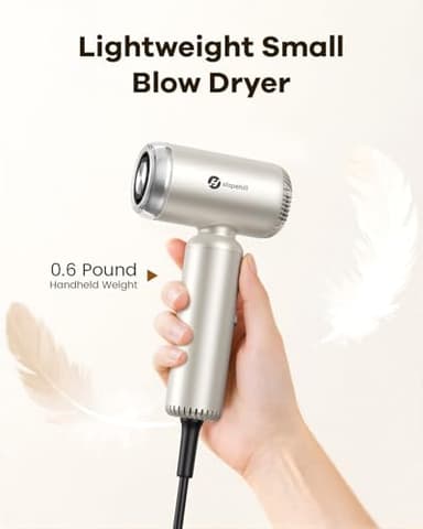 slopehill Travel Dual Voltage Hair Dryer with Diffuser, Ionic Blow Dryer for Women, High-Speed Fast Drying, Compact Lightweight Hair Blow Dryer,Portable Hairdryer European 110-120V/220-240V - Image 3