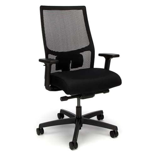 HON Ignition 2.0 Mid Back Task Chair, Advanced Synchro-Tilt Control, Office Chair with Lumbar Support, Height and Width Adjustable Arms, Black Frame, Black - Image 1