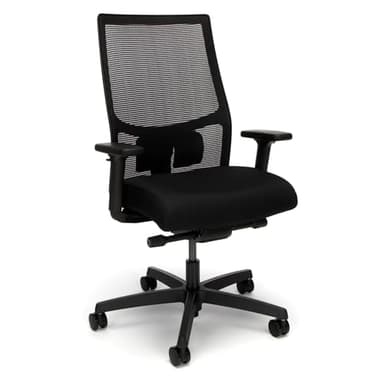 HON Ignition 2.0 Mid Back Task Chair, Advanced Synchro-Tilt Control, Office Chair with Lumbar Support, Height and Width Adjustable Arms, Black Frame, Black - Image 1