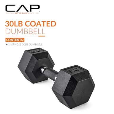 CAP Barbell Coated Dumbbell Weights with Padded Grip, Single, 30 LBS - Image 2