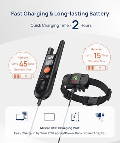 DOG CARE Dog Training Collar, Shock Collar with Beep, Vibration, Safe Static, Dog Training Collar with Remote 1800FT Waterproof Rechargeable E-Collar, Security Lock for All Dogs - Image 6