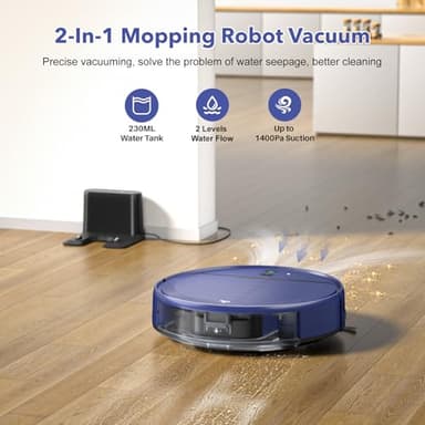 iMartine 2 in 1 Mopping and Vacuuming Robot, Robot Vacuum and Mop Combo Compatible with WiFi/App, Robotic Vacuum Cleaner Self-Charging, Slim, Ideal for Pet Family, Hard Floor, Hair, Low Pile Carpet - Image 2