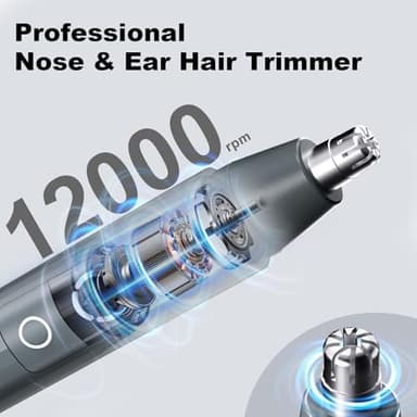 JISHO Rechargeable Ear and Nose Hair Trimmer for Men Women-12000 RPM Powerful Motor with Dual Edge Blades, Waterproof, USB Type-C, Easy to Clean Travel Size - Image 4