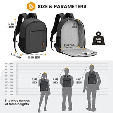 TARION Camera Backpack Bag Small - Professional DSLR Camera Bag Photography Backpack with 13“ Laptop Compartment & Waterproof Rain Cover & Tripod Holder for Photographers (Black TB-S) - Image 4