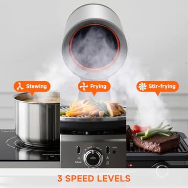 AMZCOOKTOP Portable Range Hood Kitchen Powerful 3-Speed Suction Desktop Compact Range Hood with 2 Replace Filter Low Noise Kitchen Exhaust Fan with Large Oil Collection Cup (apartment use) - Image 5