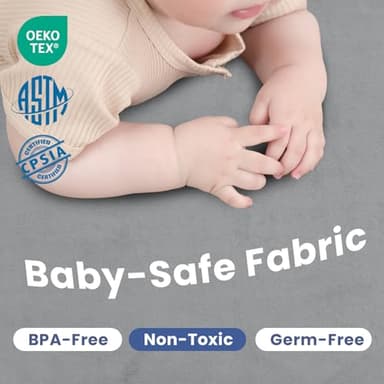 Huloo Sleep Ultra Soft Baby Play Mat for Floor,1.3" Thick Elasti-Foam 50x50 Playpen Mat for Toddlers Infant kids,Water-Repellent Coral Velvet for Tummy Time,Non-Slip Backing Safe for Crawling,Tatami Style (Dark Grey) - Image 6